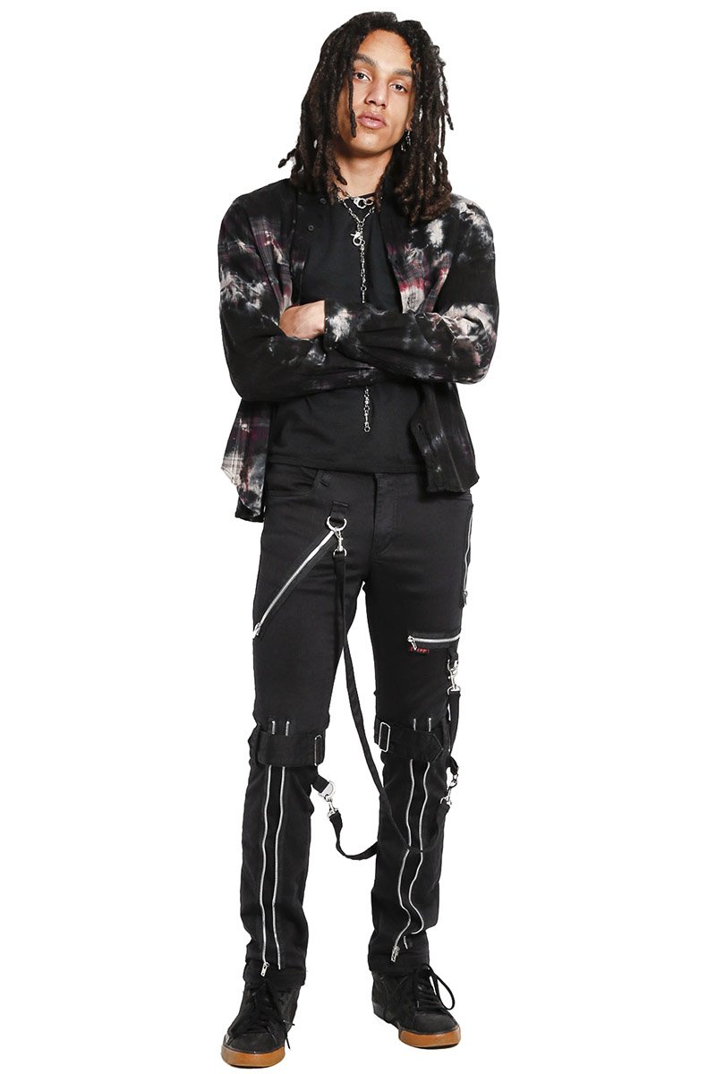 Strap Zipper Bondage Pants Black