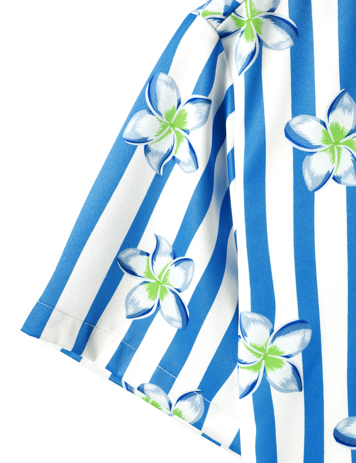 Men's Floral Blue and White Striped Print Summer Casual Flowers Aloha Short Sleeve Hawaiian Shirt
