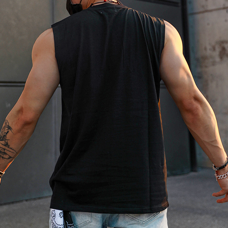Men's Fashion Graffiti Smiley Print Casual Tank Top