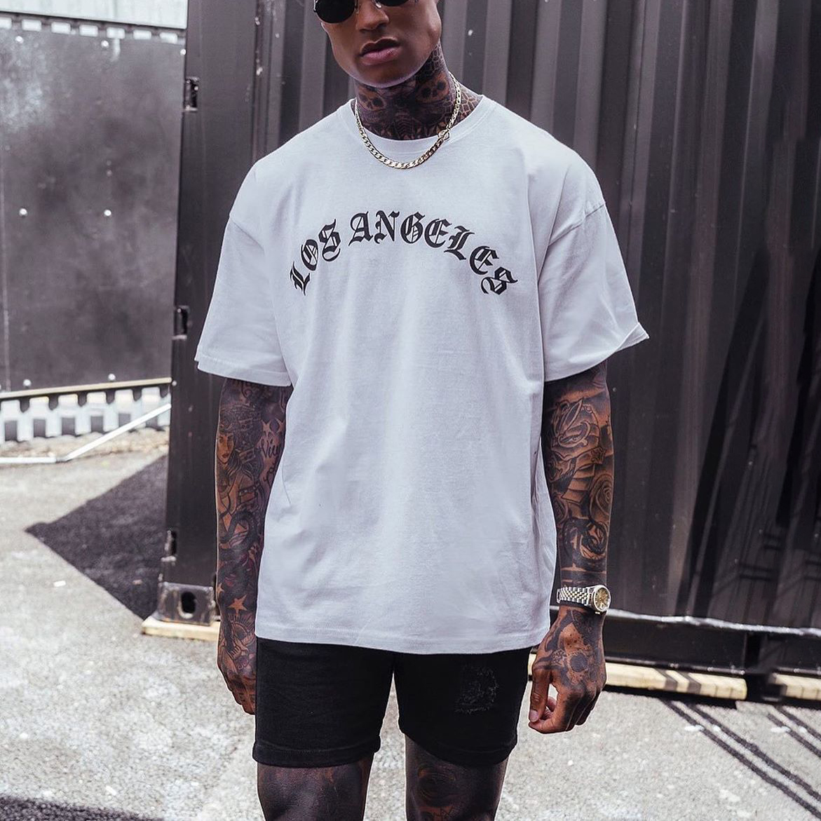 Mens Vintage Round Neck Printed Short-sleeved T-shirts