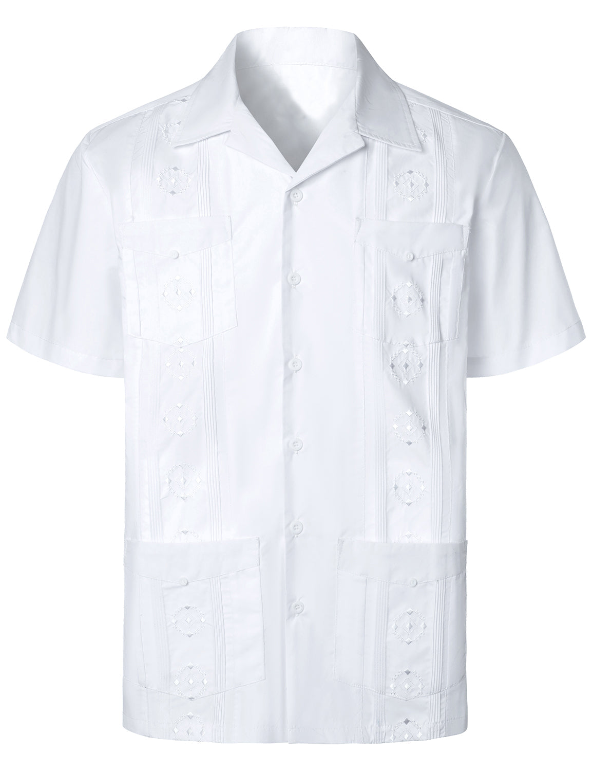 Men's Casual Summer Pocket Short Sleeve Button Up Cuban Guayabera Shirt