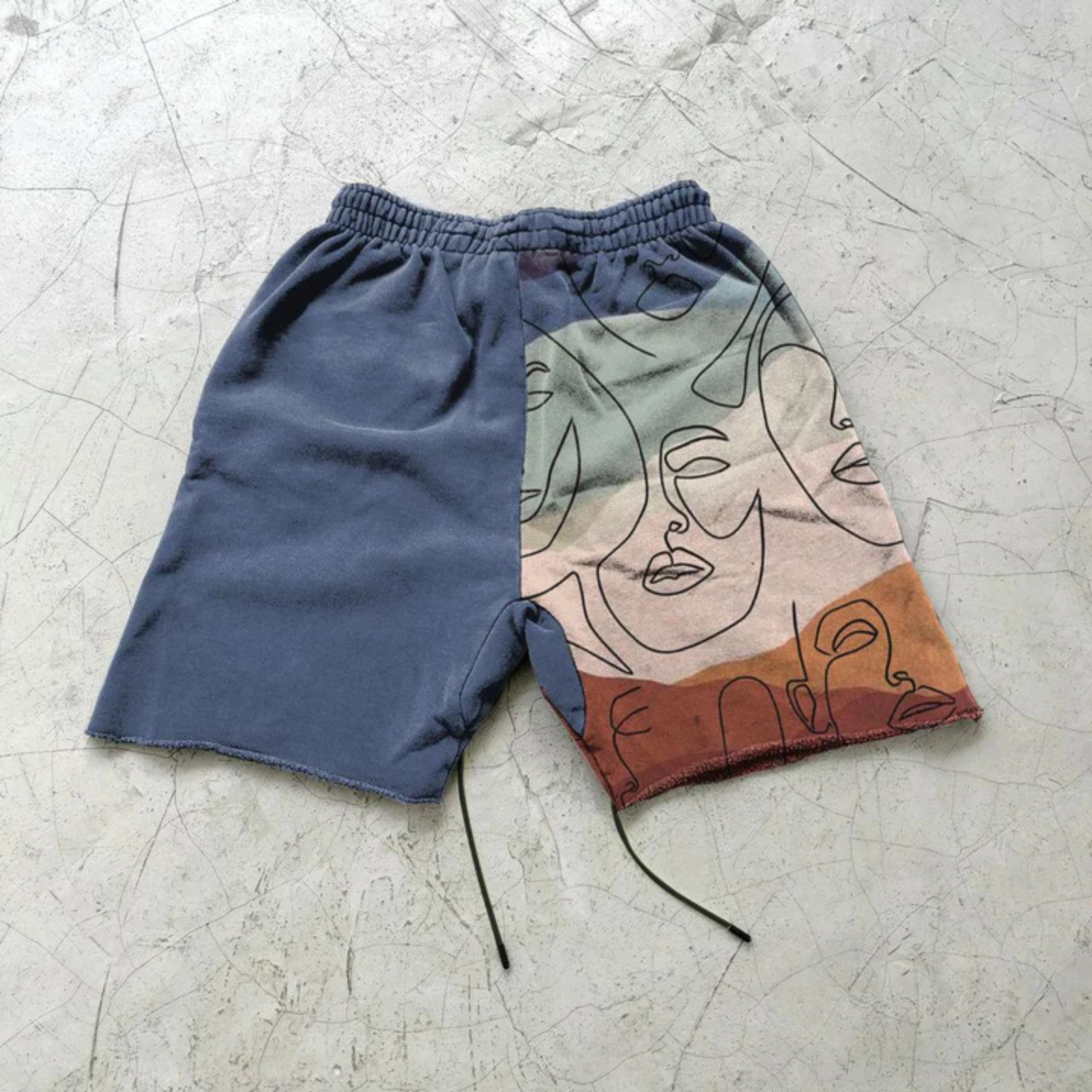 Men's Linear Characters Patch Print Shorts