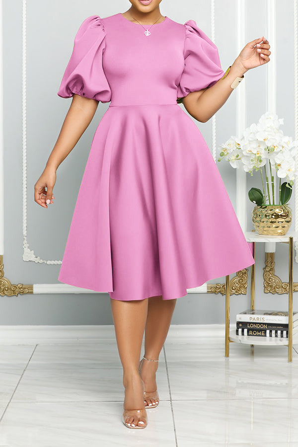 Bubble Sleeve A-line Swing Dress