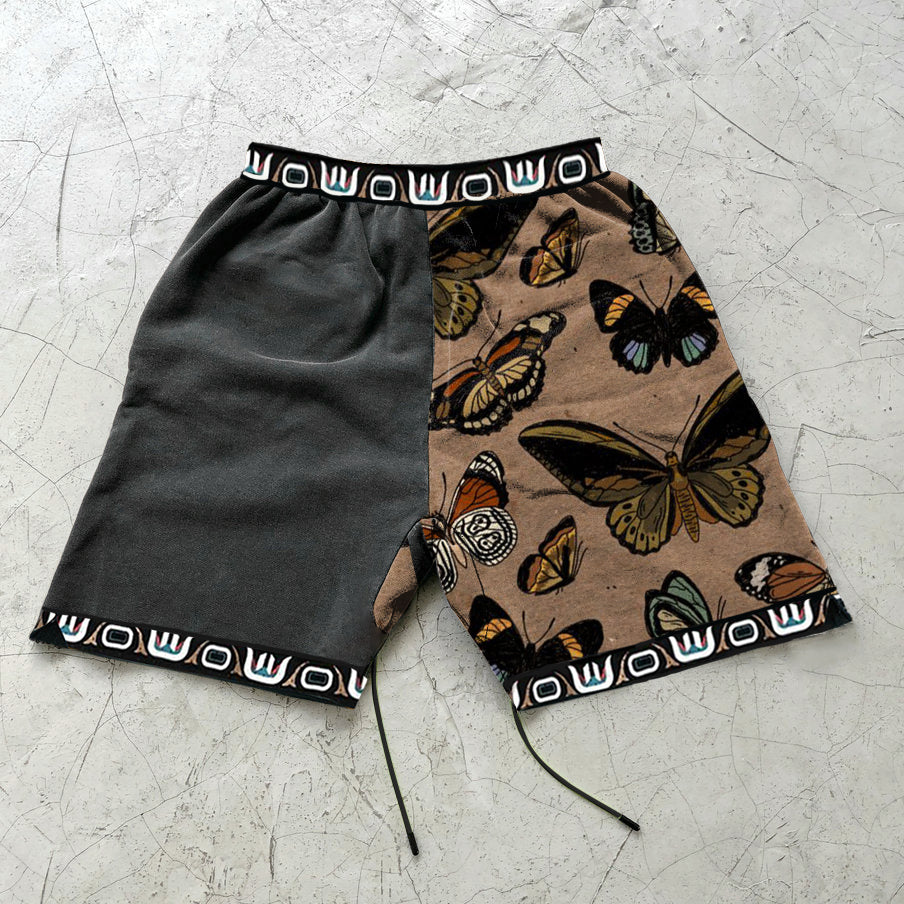 Street Fashion Butterfly Colorblock Print Sports Shorts