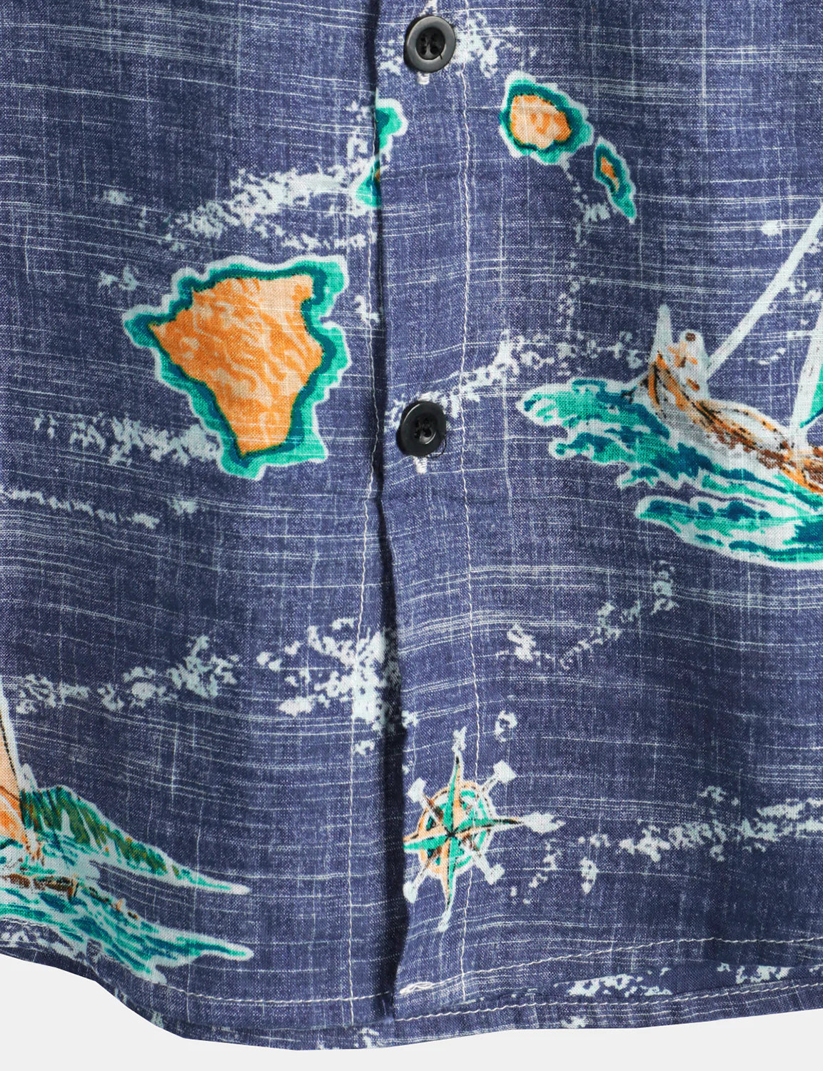 Men's Cotton Navy Blue Hawaiian Islands Cruise Beach Button Up Pocket Summer Short Sleeve Aloha Shirt