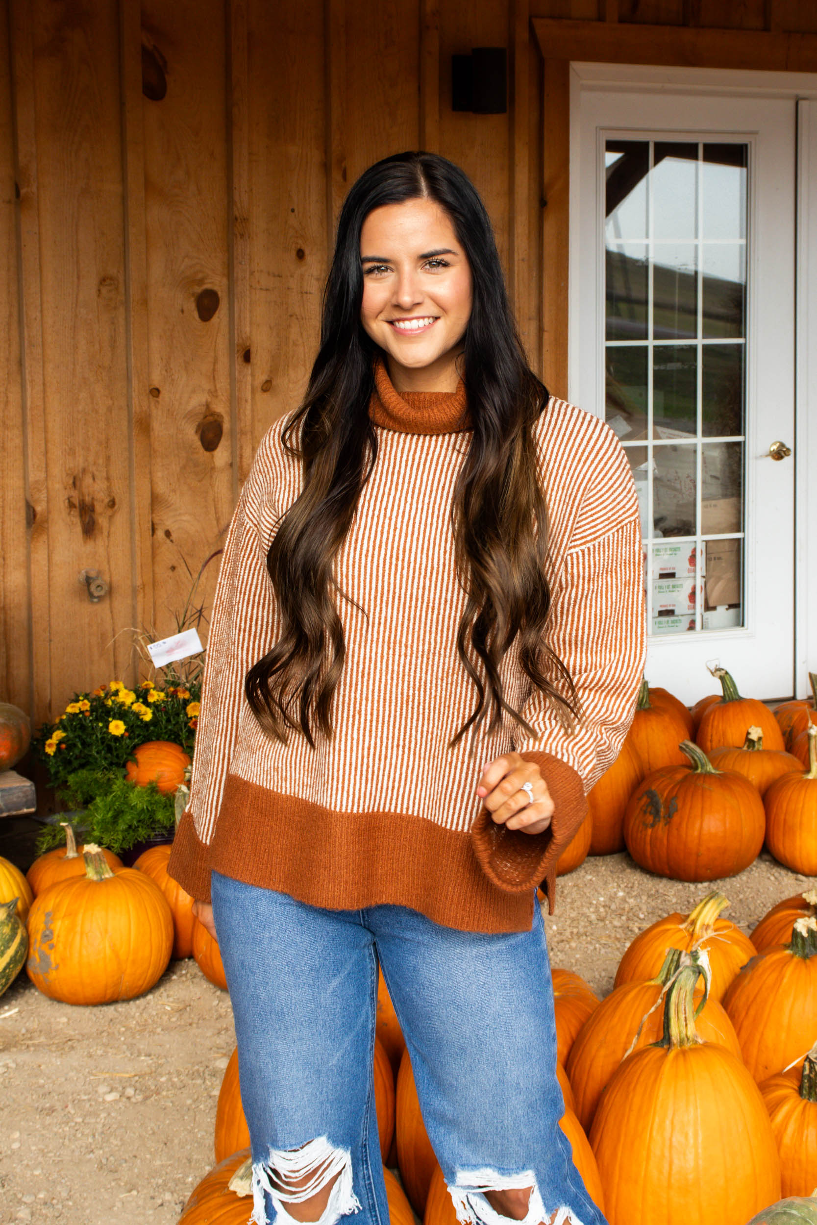 Scout Striped Turtleneck Sweater | Carmel Ivory