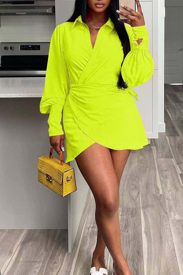 Stylish Tulip Hem Knotted Wrap Dress