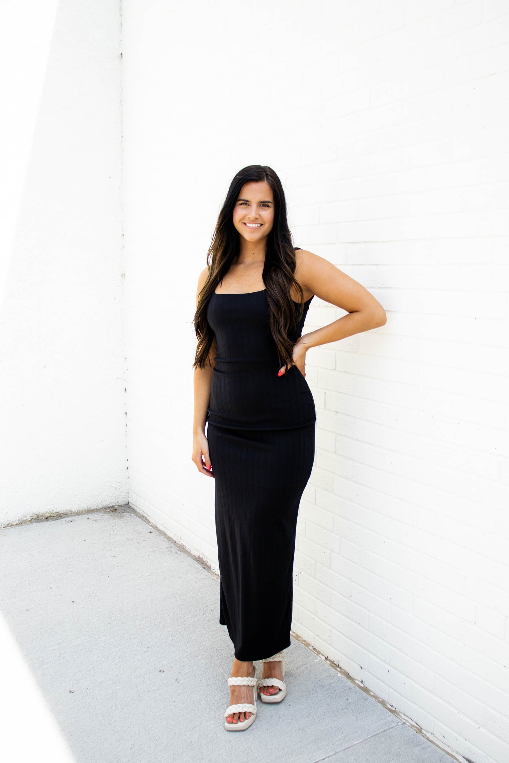 Brielle Low Back Maxi Dress | Black | Forever