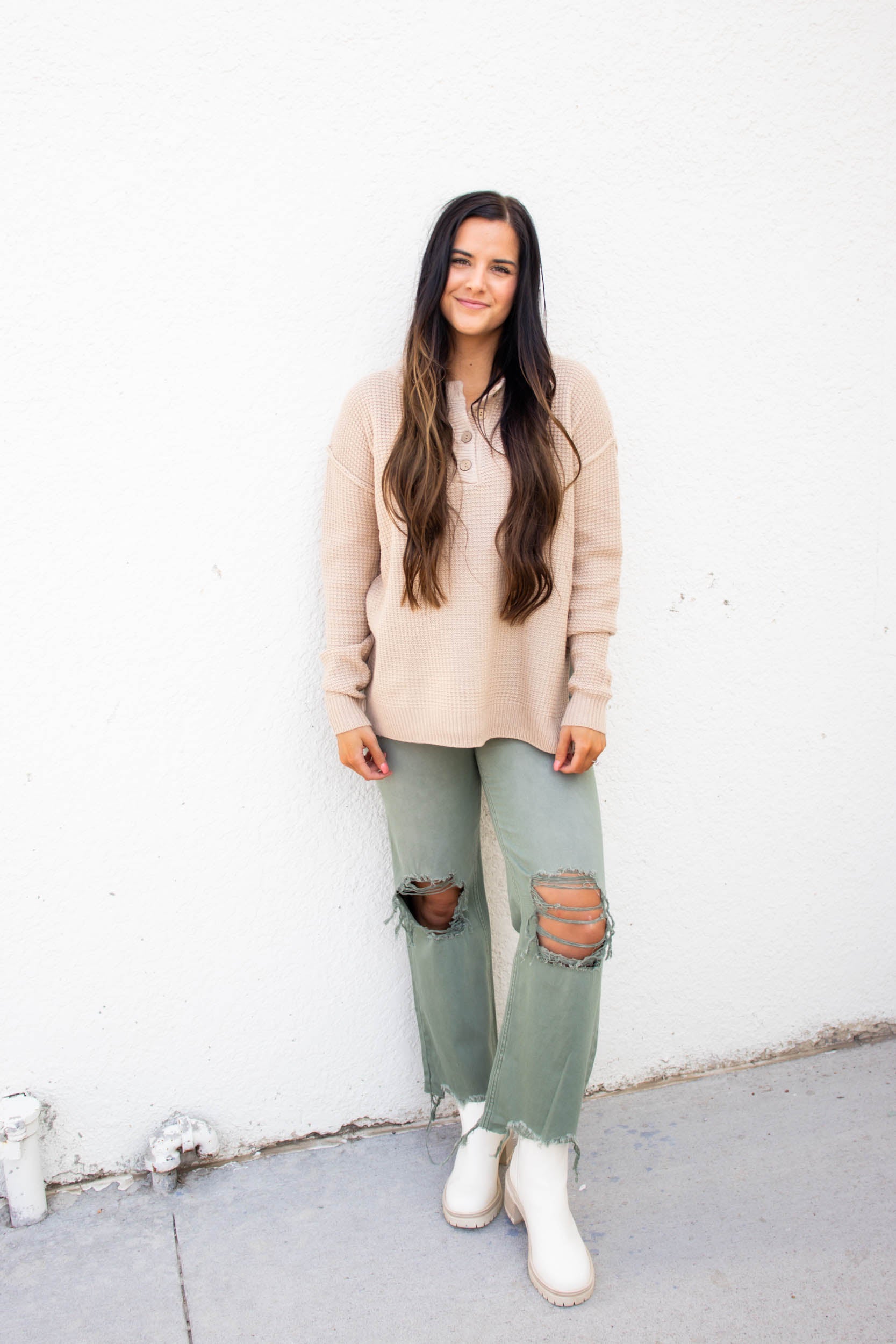 Leslie 90S Vintage Crop Flare Pant | Army Green