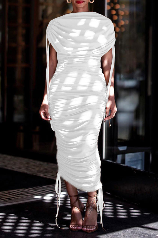 Drawstring Ruched Bodycon Dress