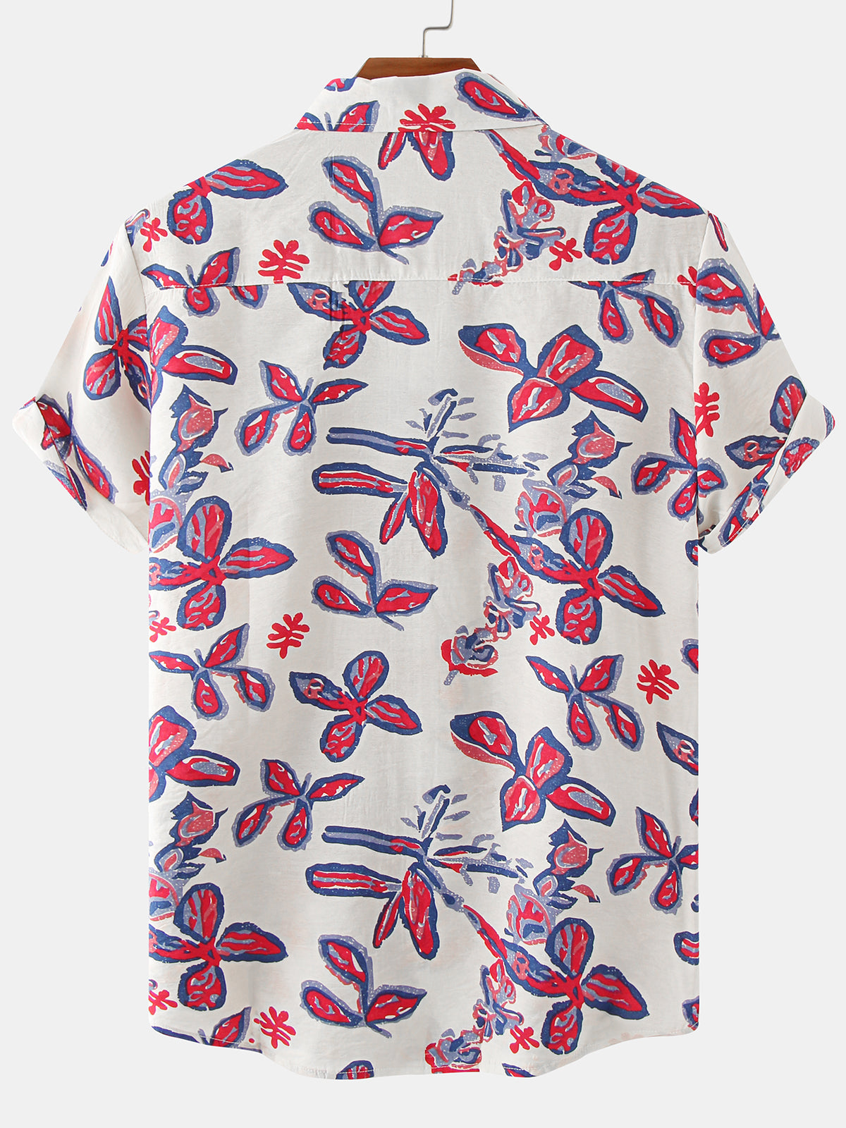 Men's Floral Print Casual Button Up Short Sleeve Shirt