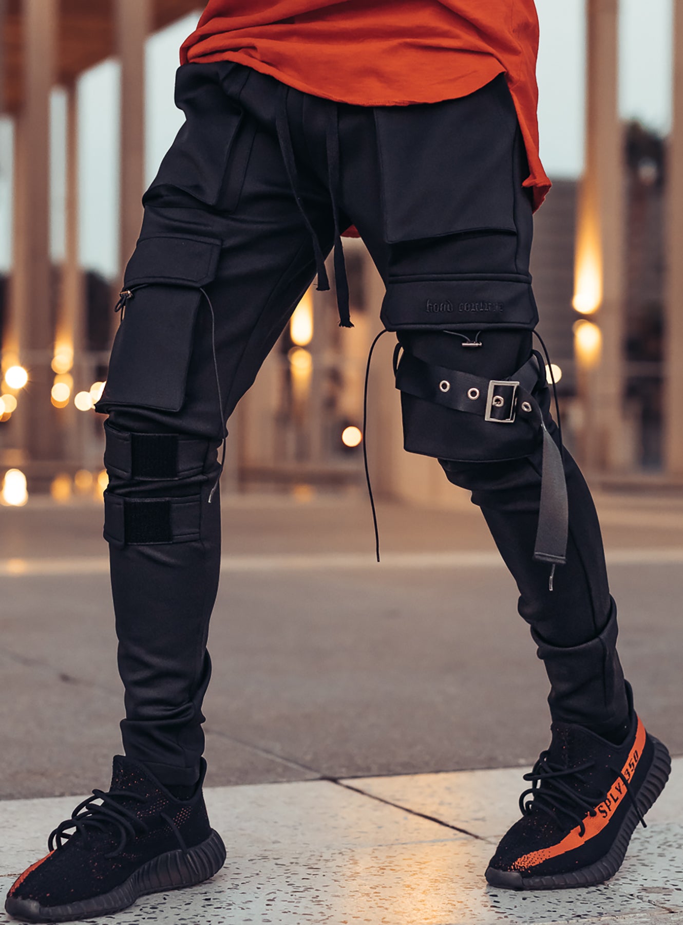 Revolution Cargo Track Pants V1 in Black