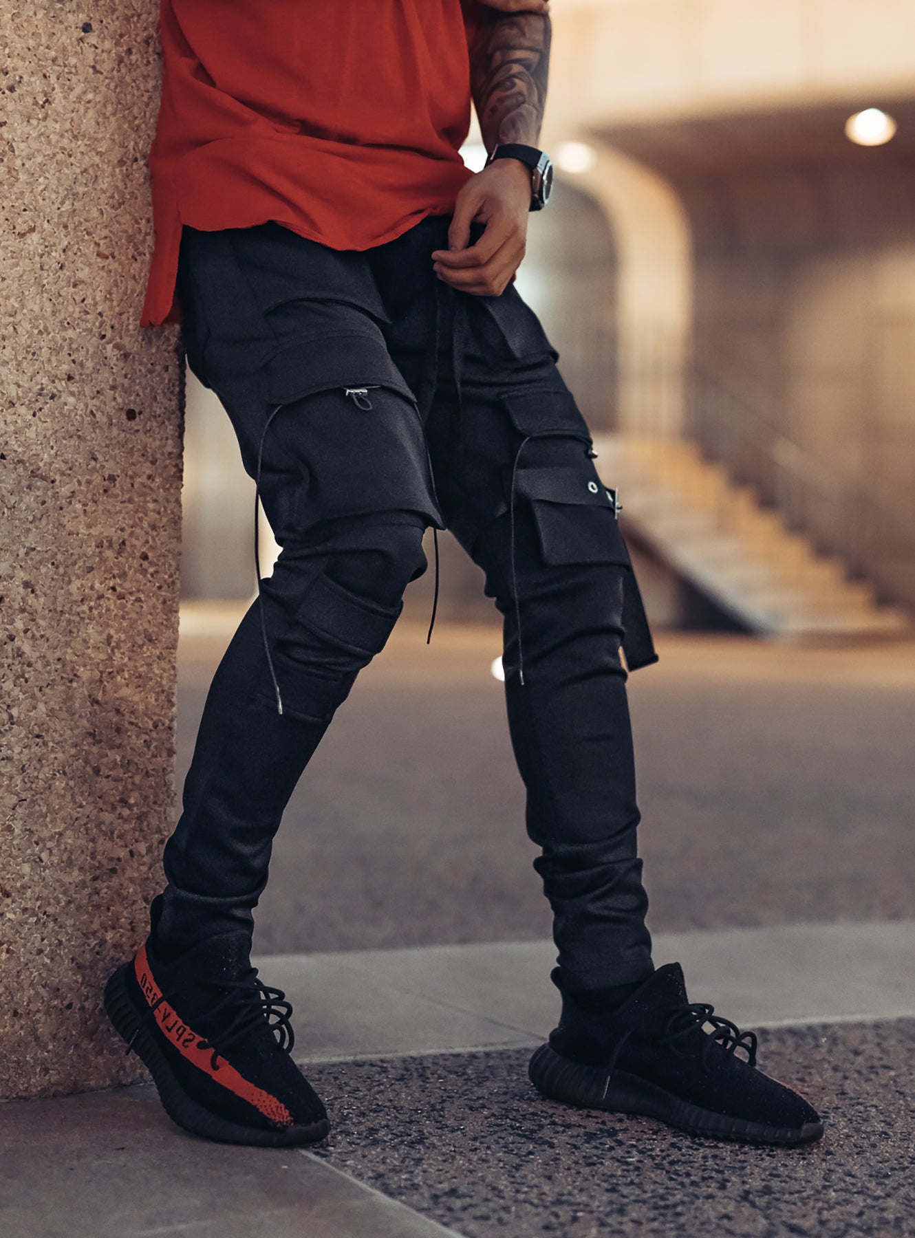 Revolution Cargo Track Pants V1 in Black