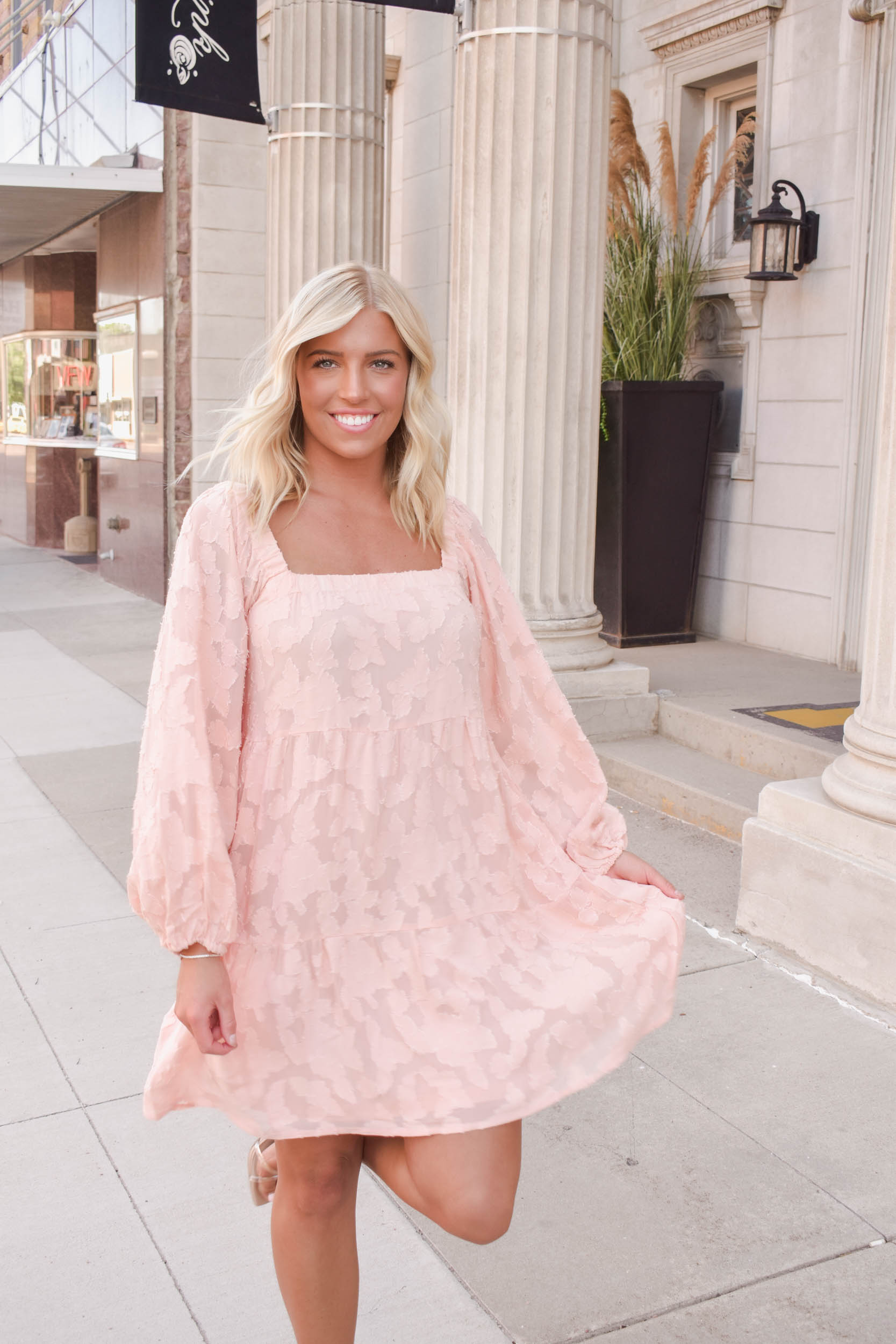 Brandy Square Neck Printed Dress | Blush