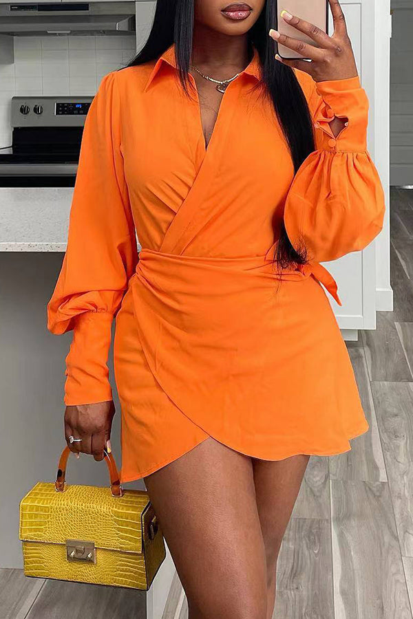 Stylish Tulip Hem Knotted Wrap Dress