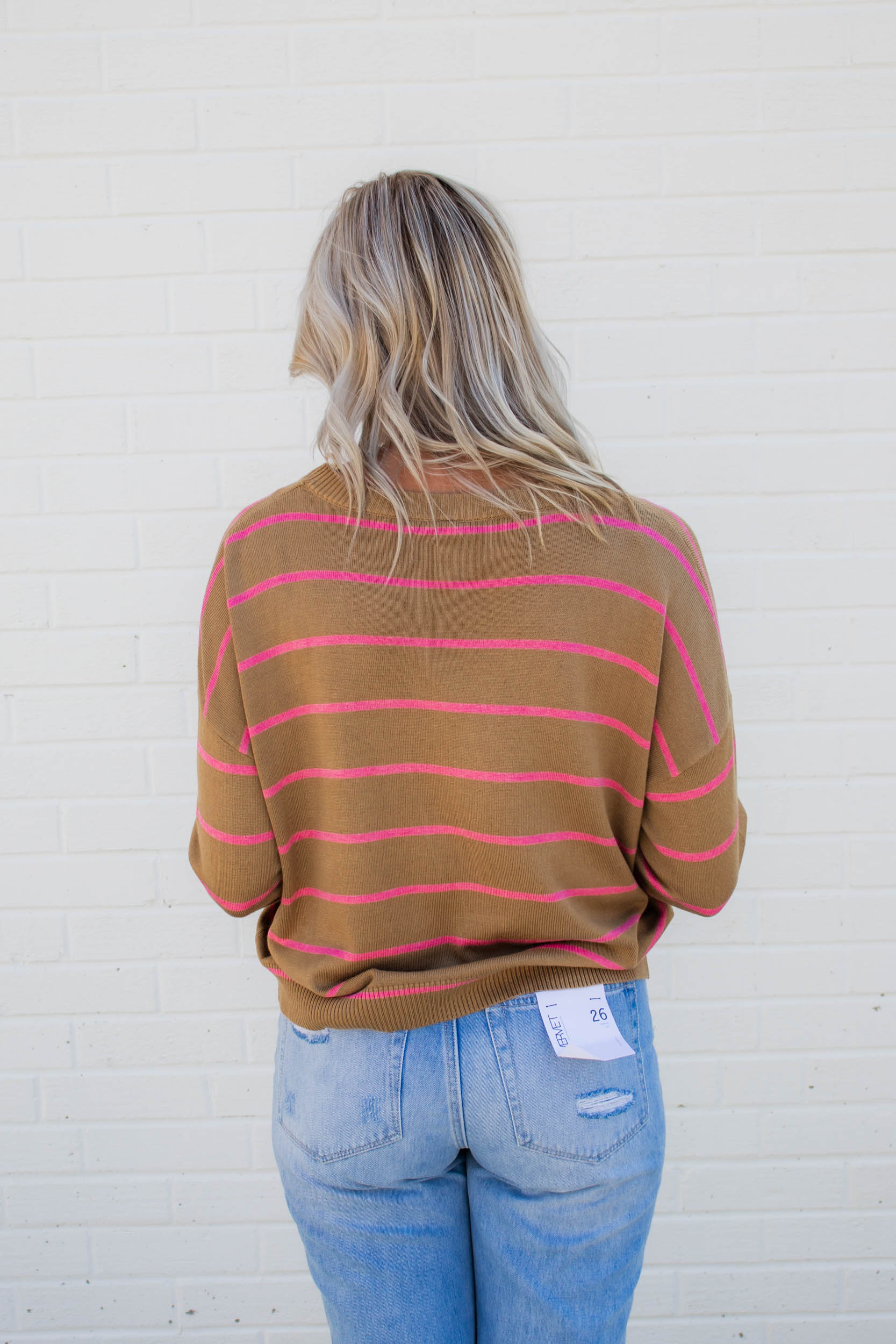 Violet Striped Sweater | Mocha/Pink