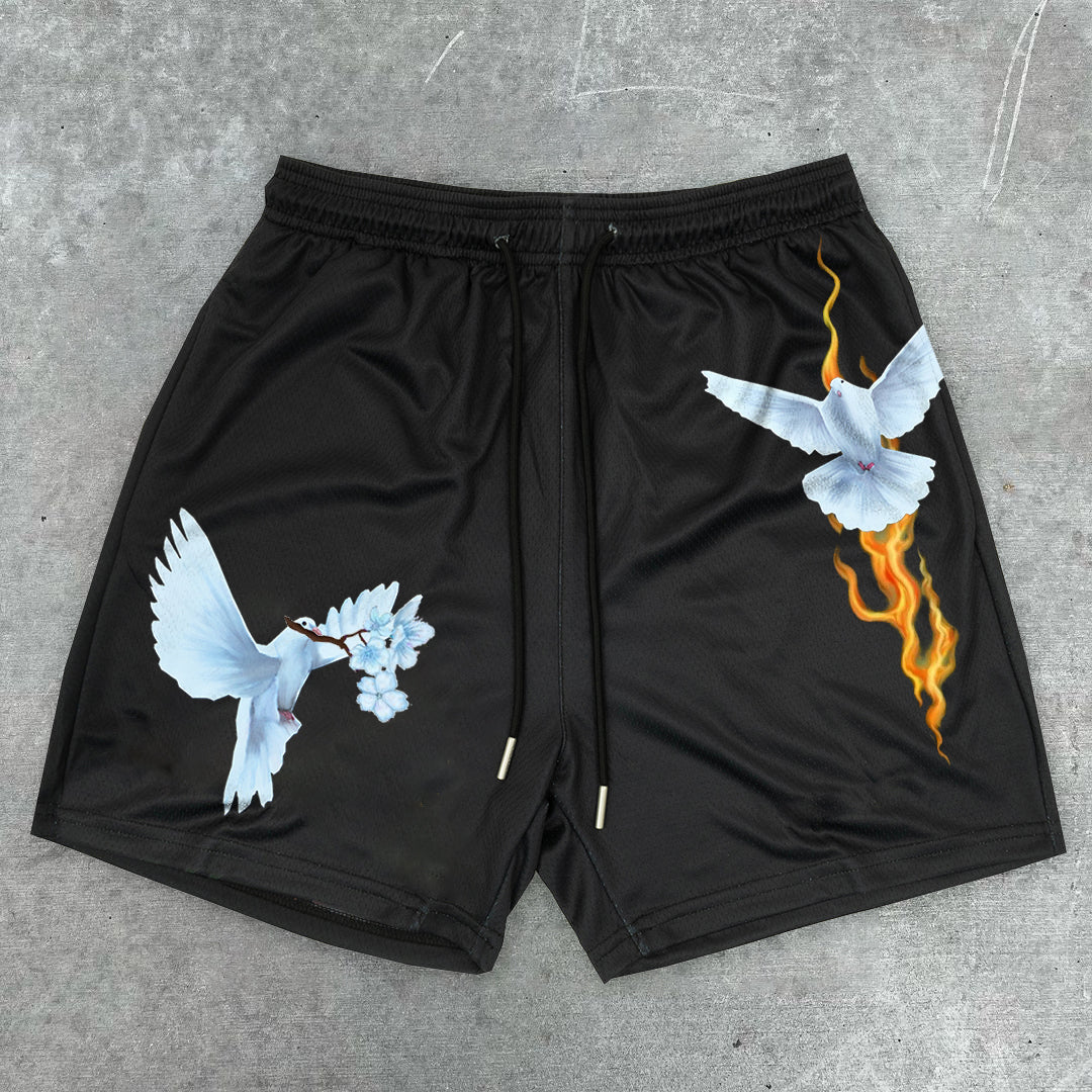 Street Trend Peaceful Dove Print Track Shorts
