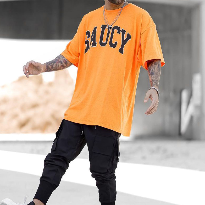 SAUCY Letter Print Short-sleeved T-shirt