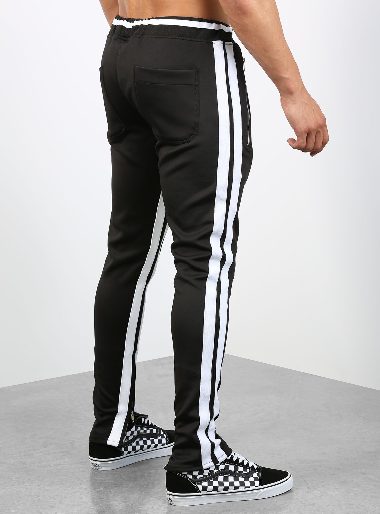 Double Striped Track Pants V2 in Black and White