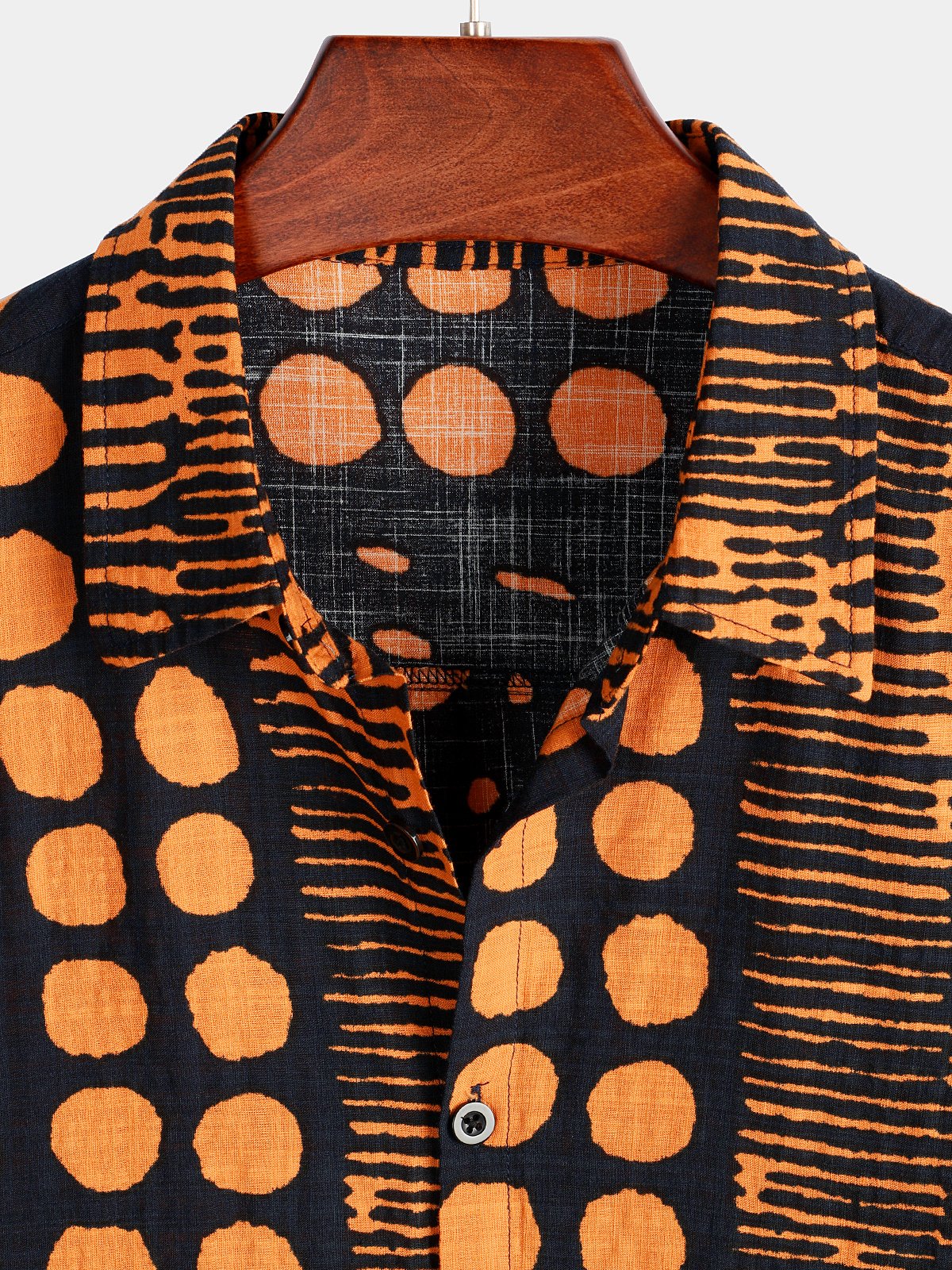Men's Orange Boho Short Sleeve Retro Shirt
