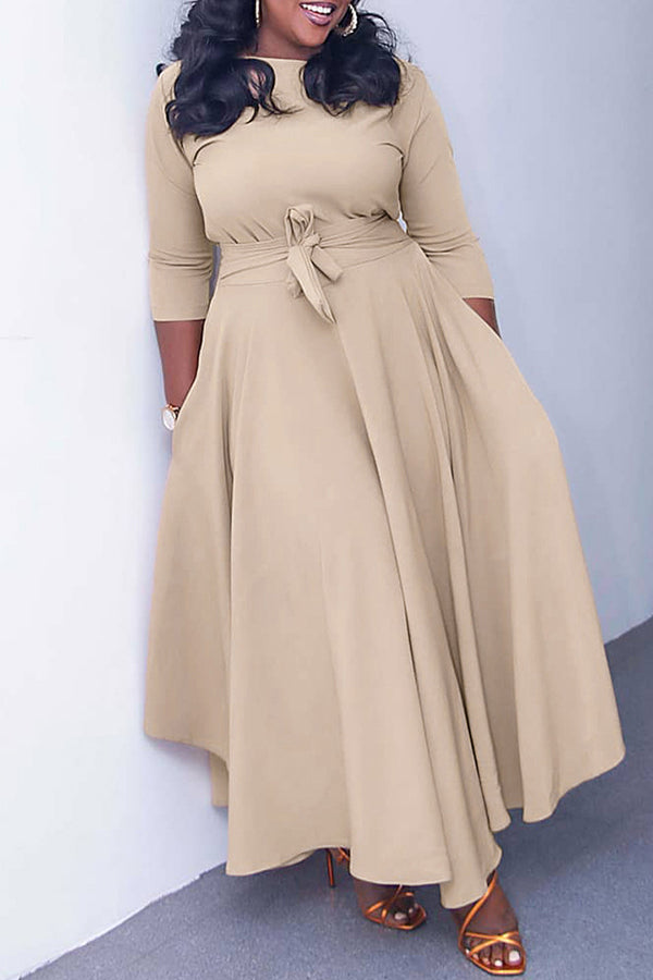 Tie Front 3/4 Sleeve A-line Dress