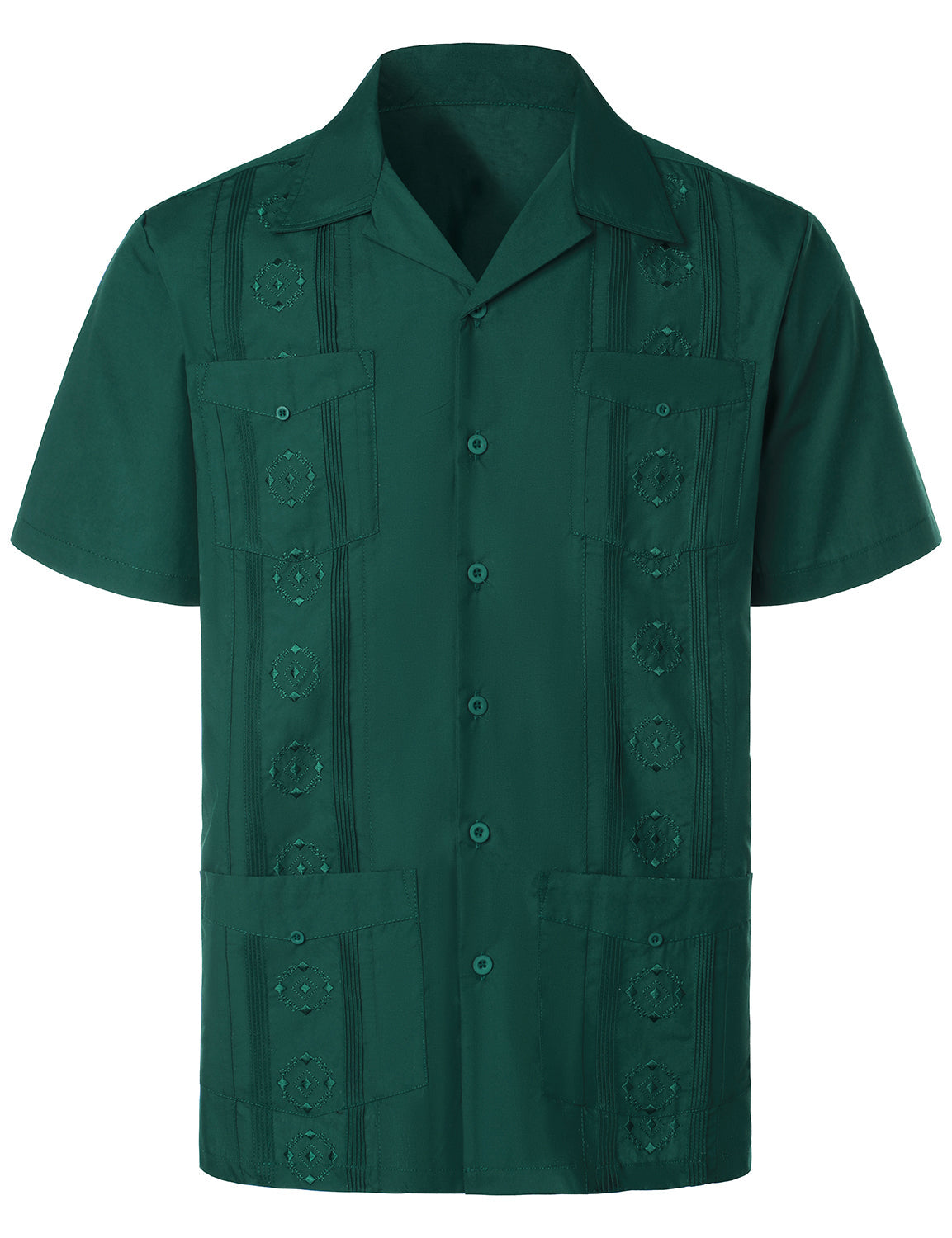 Men's Casual Summer Pocket Short Sleeve Button Up Cuban Guayabera Shirt
