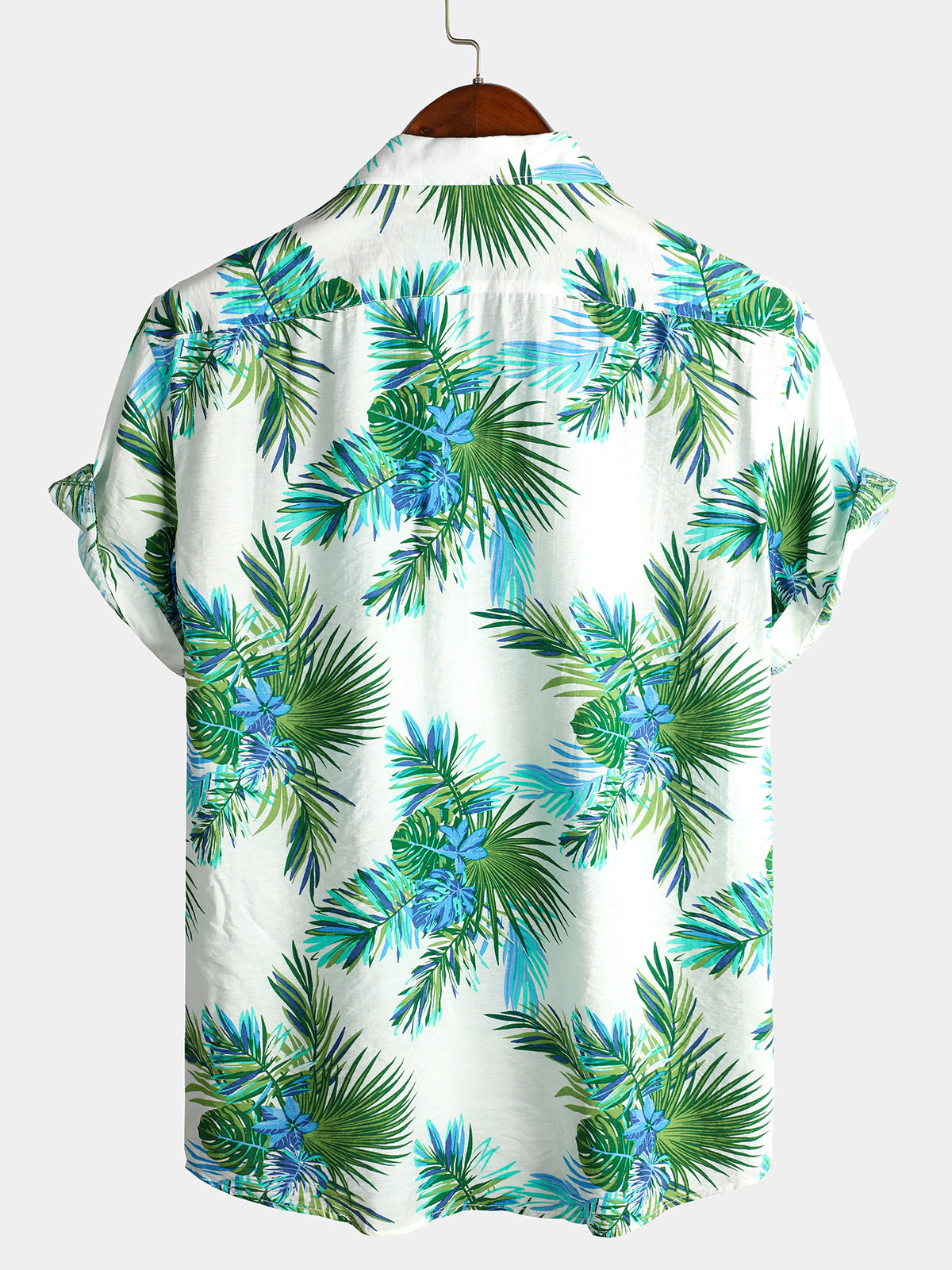 Men's Tropical Leaves Print Pocket Casual Shirt