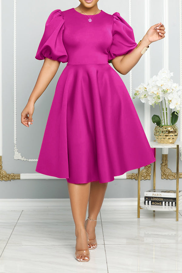 Bubble Sleeve A-line Swing Dress