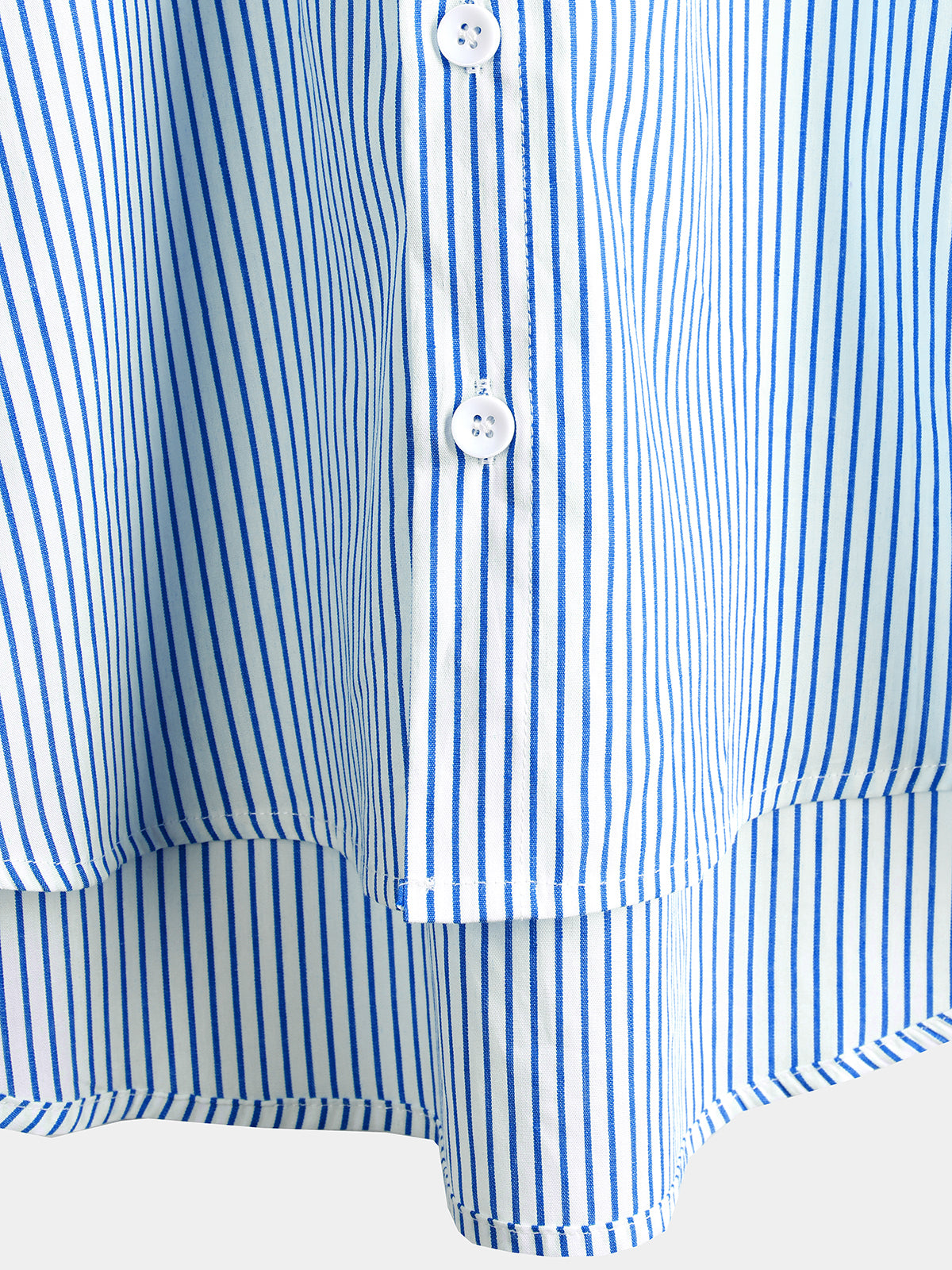 Men's Cotton Striped Stand Collar Short Sleeve Shirt