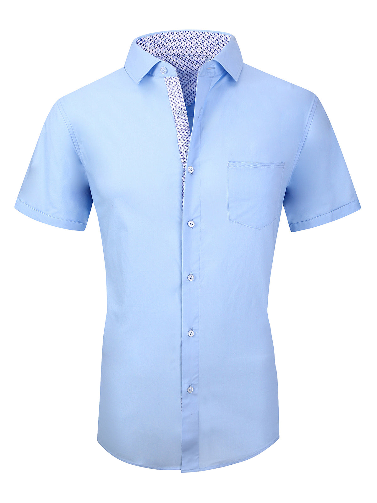 Men's Casual Breathable Cotton Button Dress Short Sleeve Shirt