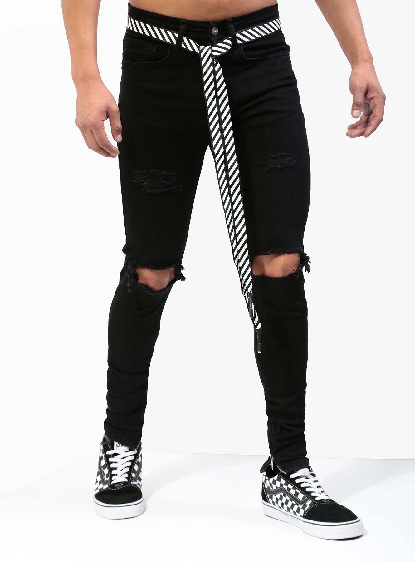 Jet Black Distressed Jeans V1