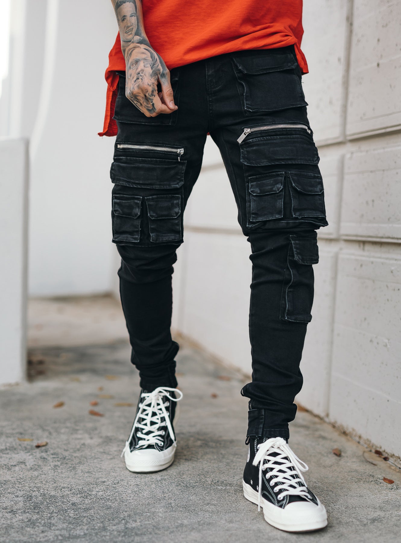 Cargo Jeans V5 in Washed Black