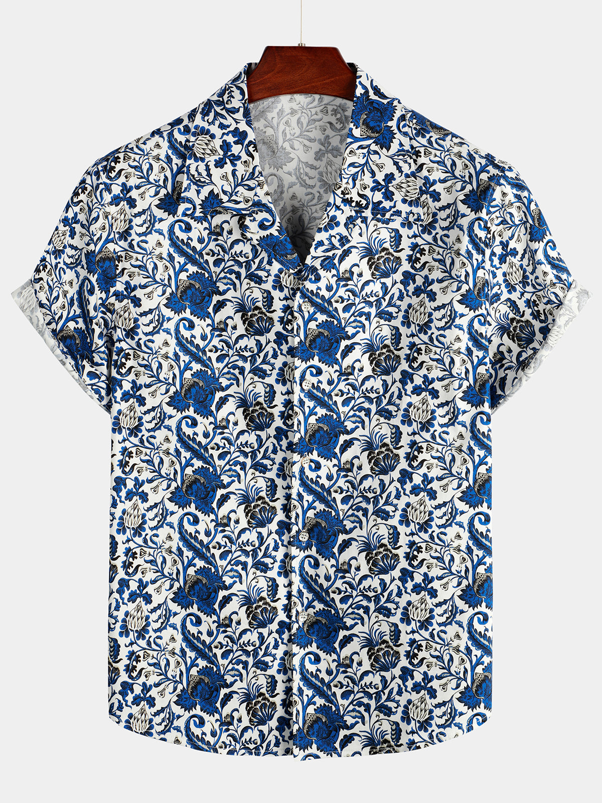 Men's Holiday Floral Print Short Sleeve Shirt