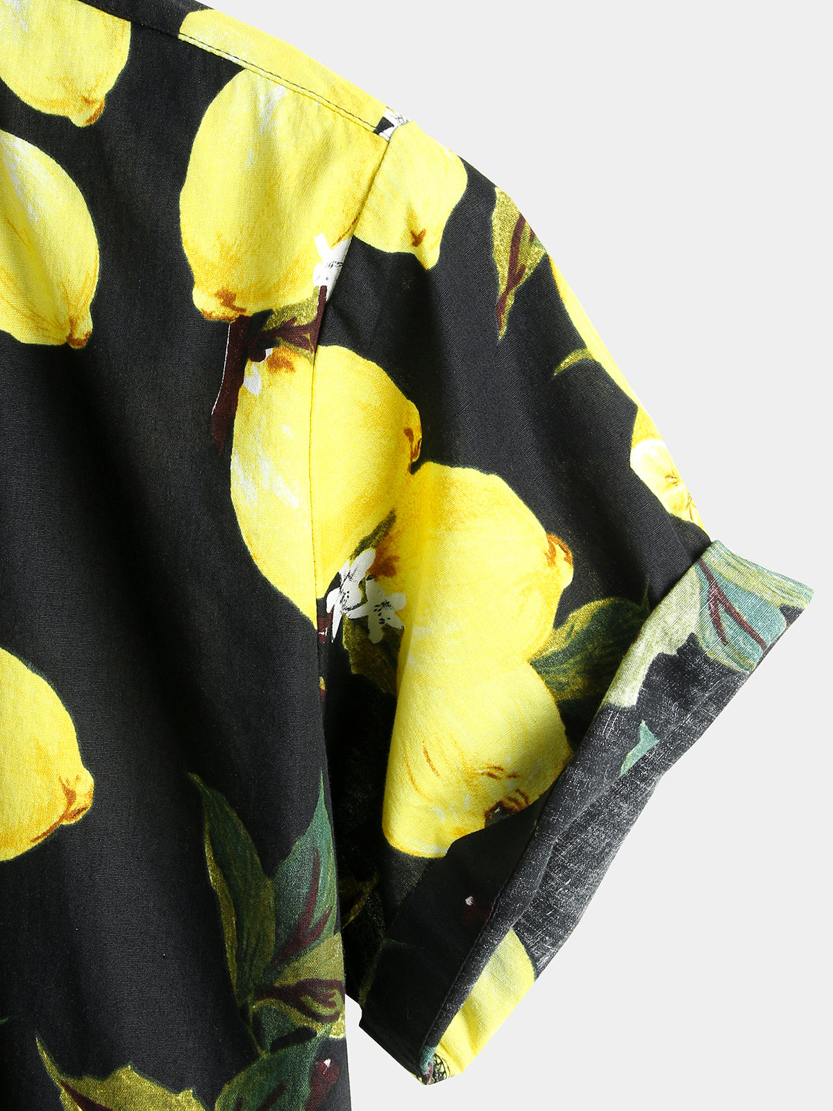 Men's Lemon Print Short Sleeve Button Up Beach Summer Hawaiian Shirt