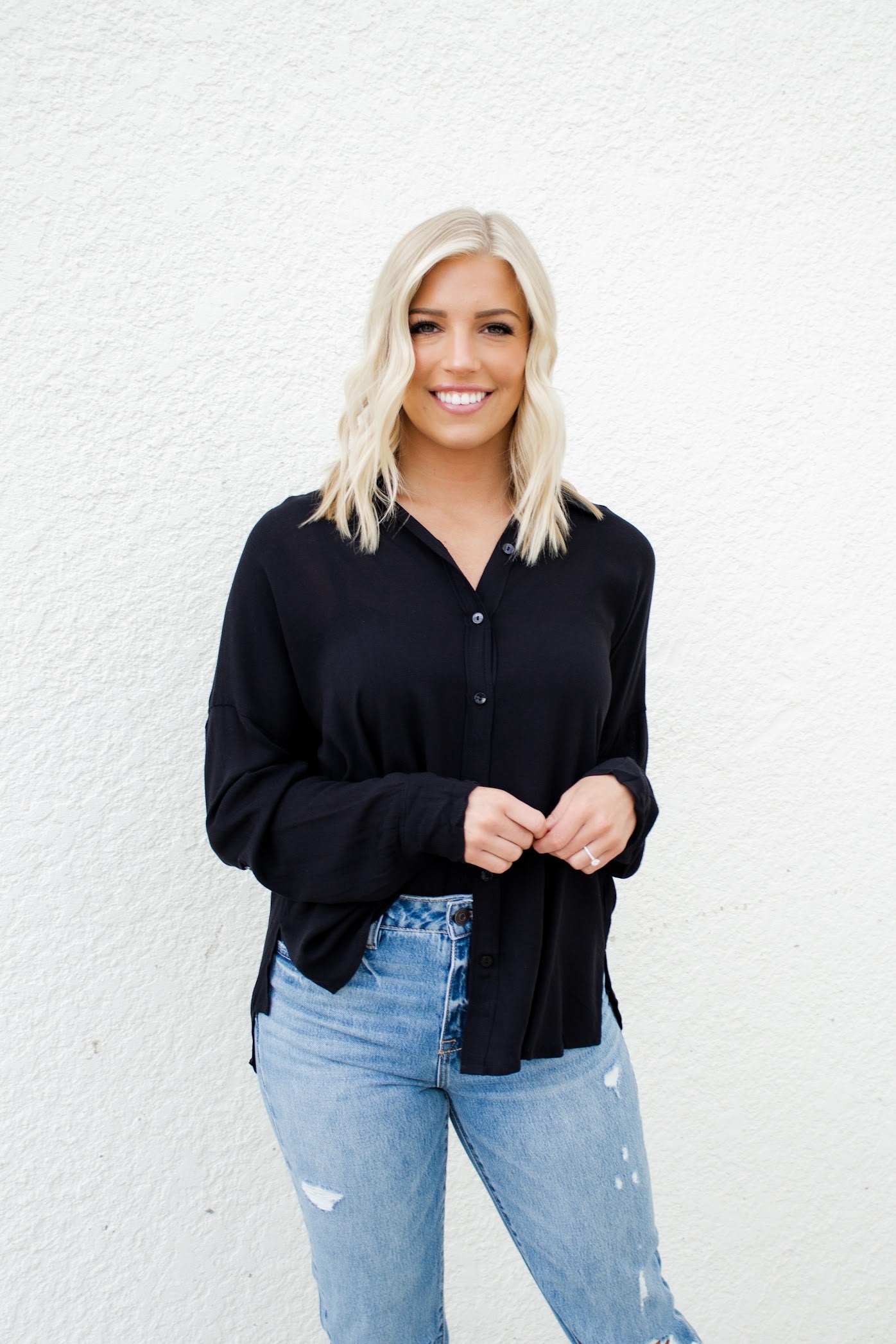 Ali Oversized Button Down | Black