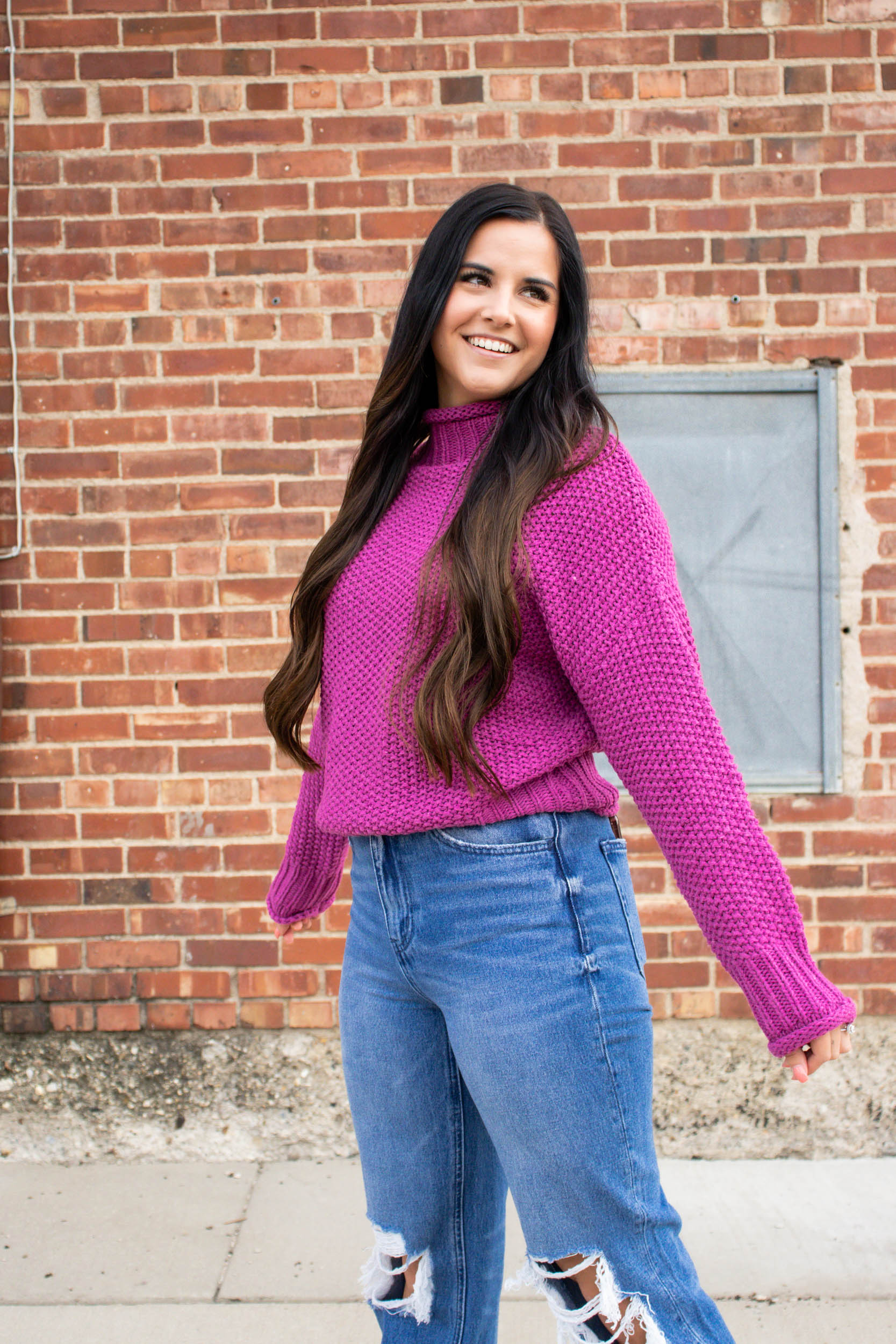 Addison Turtleneck Sweater | Magenta