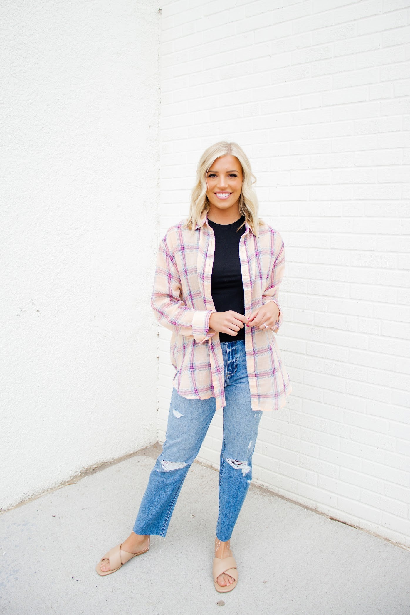 Tessa Button Up Flannel | Pink Multi