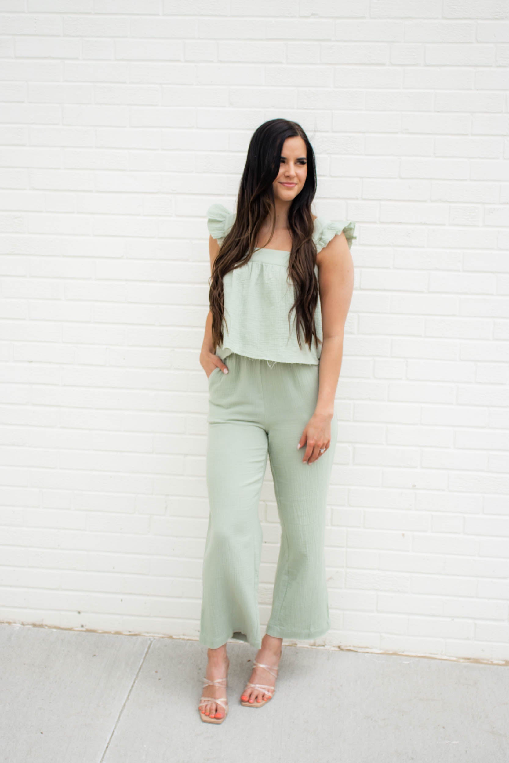 Iris Cotton Pant Set | Sage