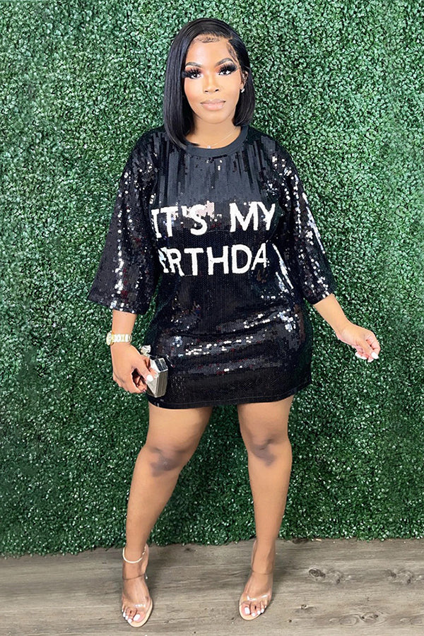 My Birthday Sequin Mini Dress