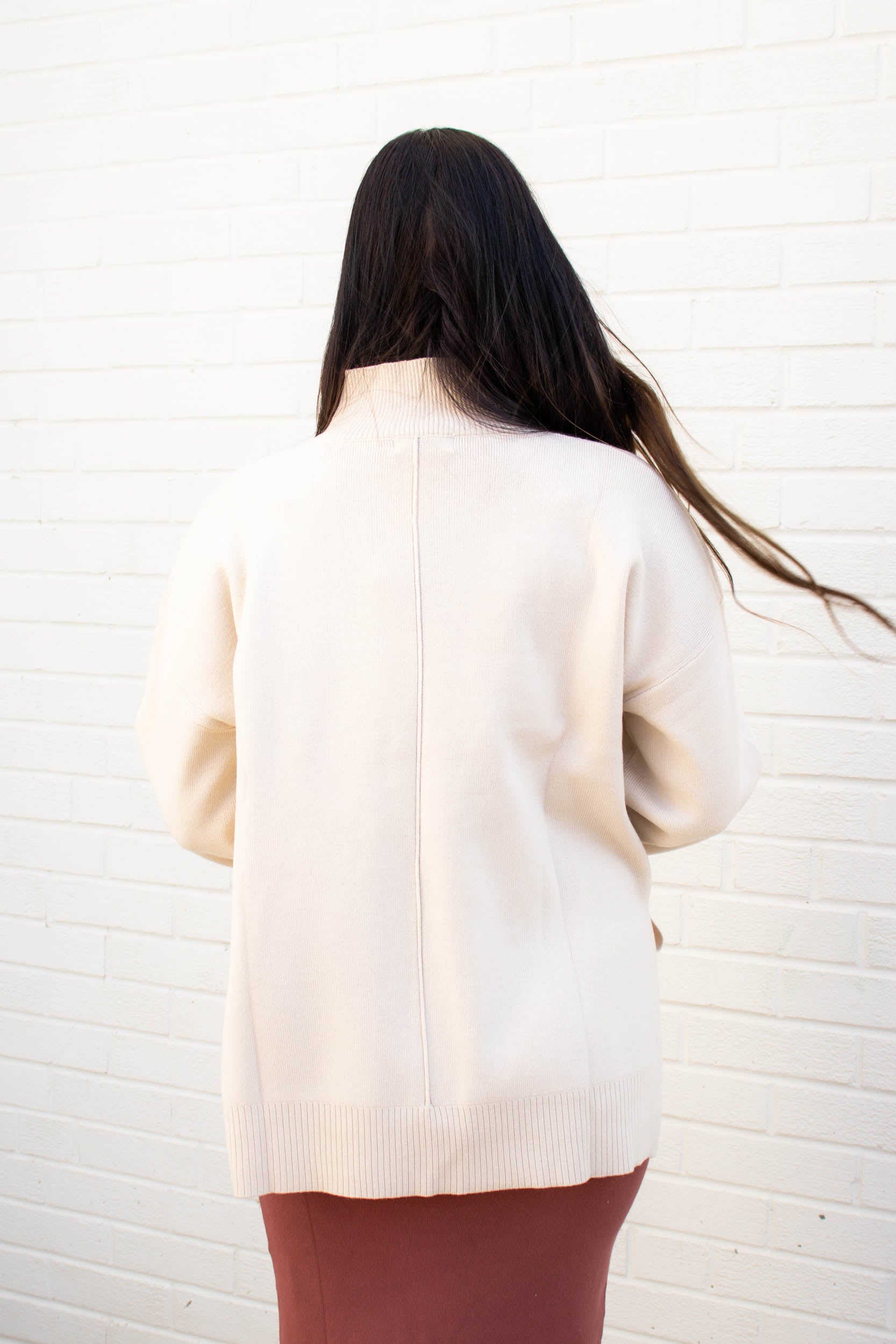 Talia Mock Neck Sweater | Cream
