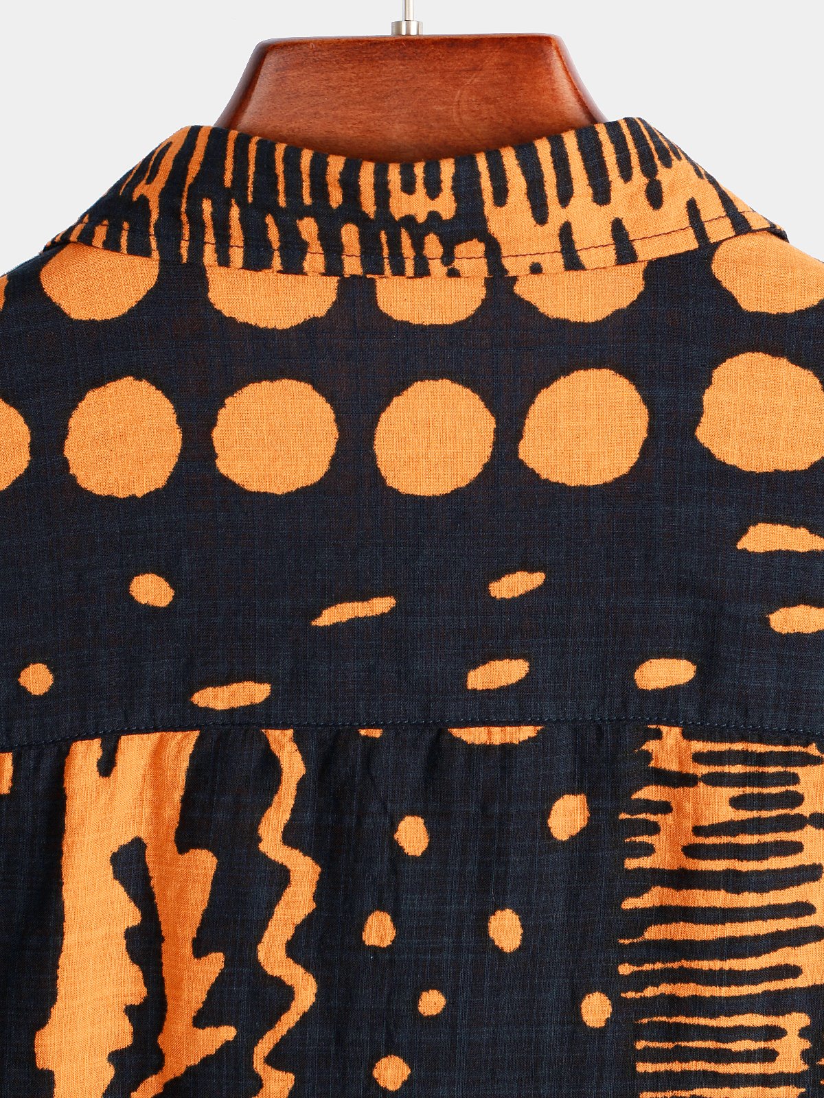 Men's Orange Boho Short Sleeve Retro Shirt