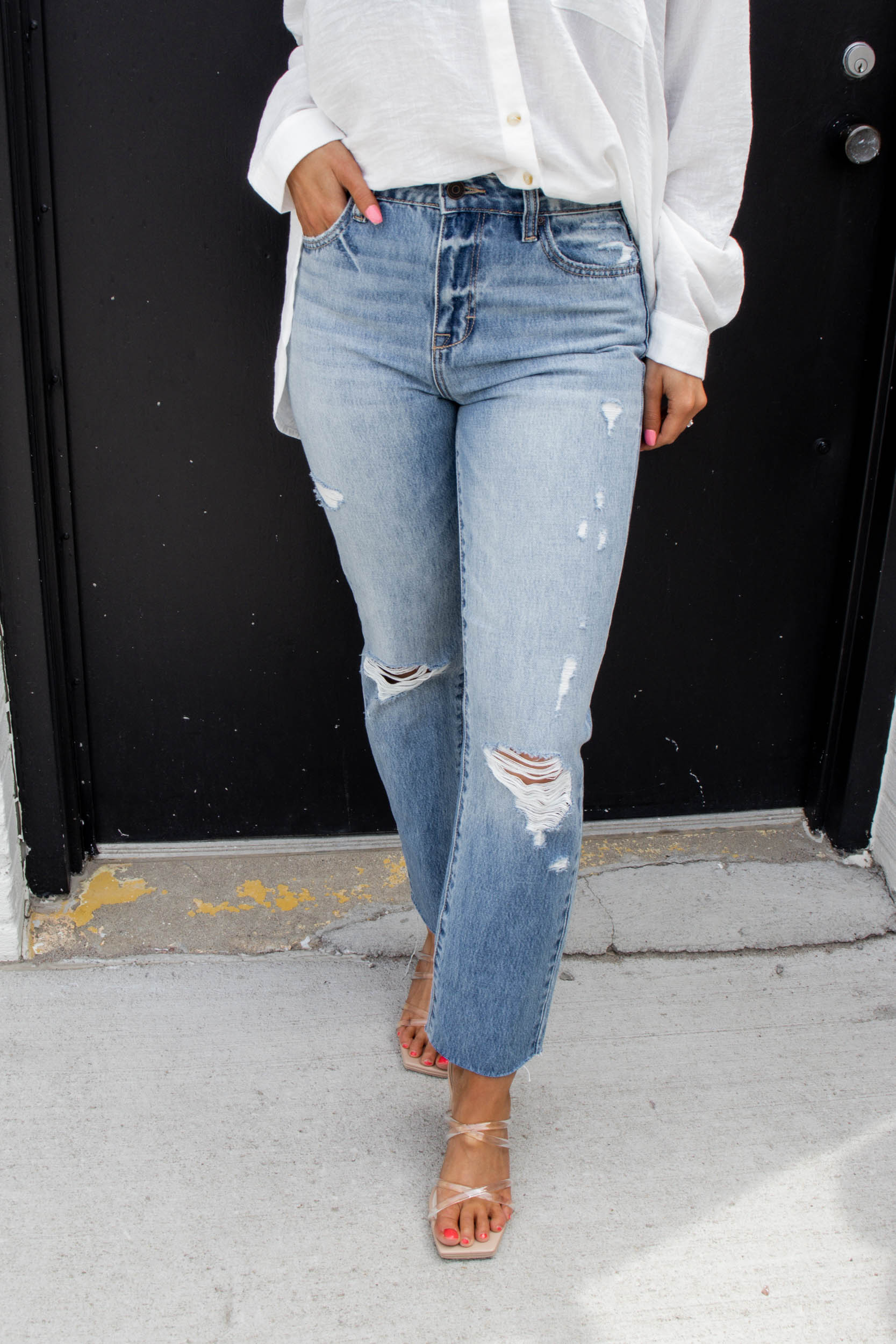 Kourtney High Rise Straight Jeans | Light Blue