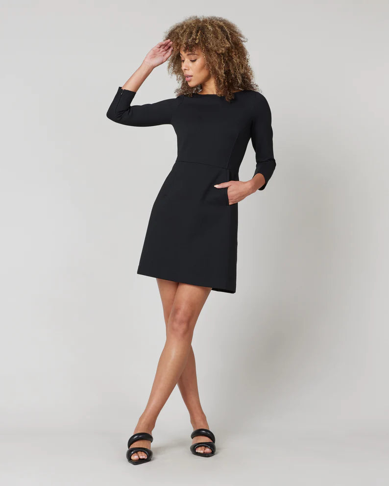 The Perfect A-Line 3/4 Sleeve Dress | Classic Black