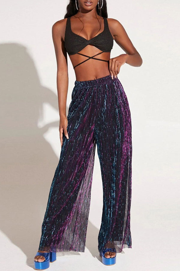 Sequin Mesh Overlay Pants