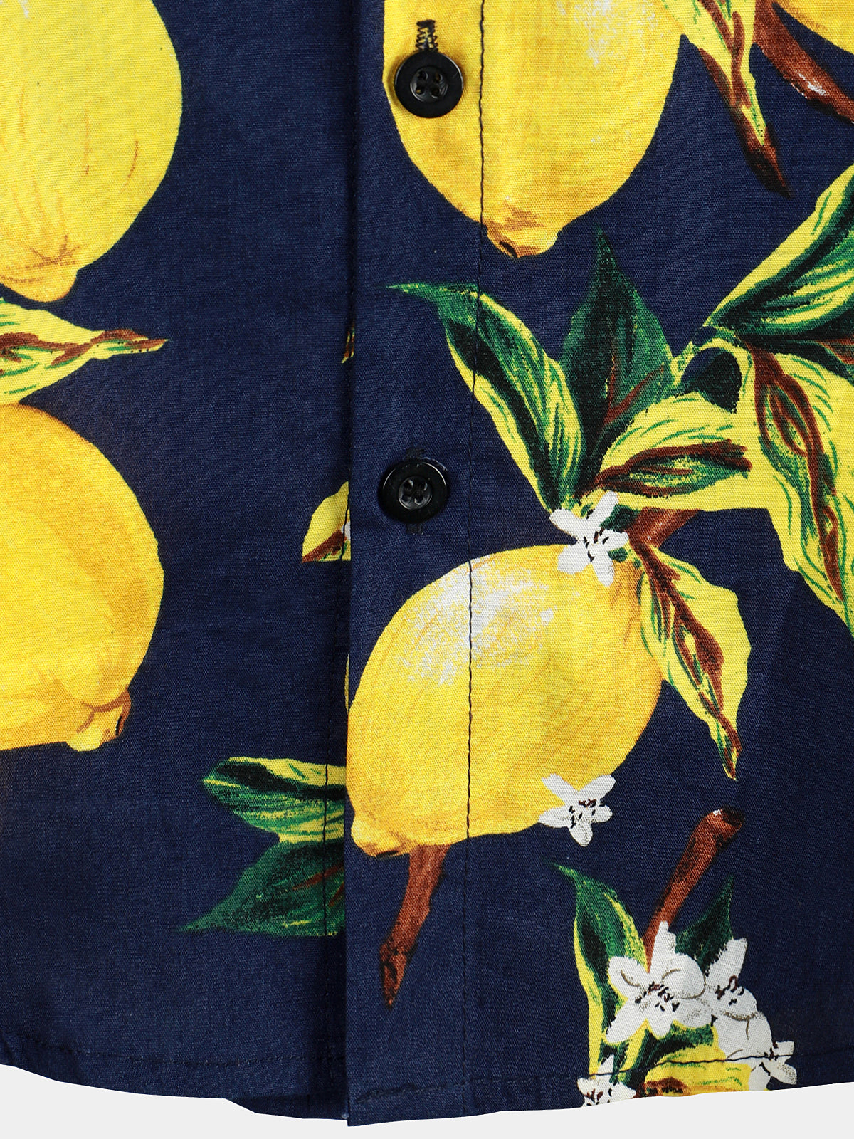Men's Lemon Print Short Sleeve Button Up Beach Summer Hawaiian Shirt