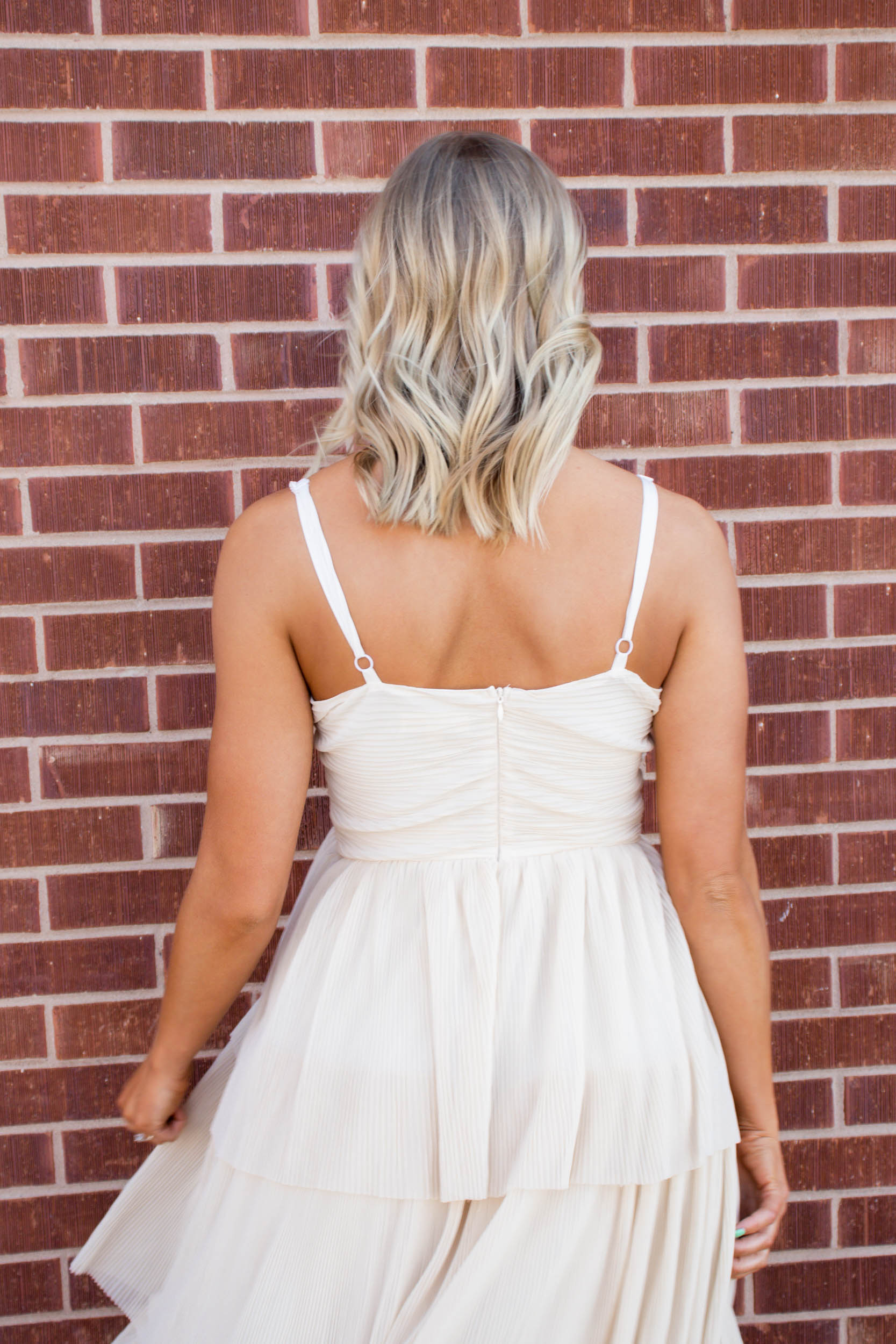 Alexa Tiered Ruffle Midi Dress | Champagne