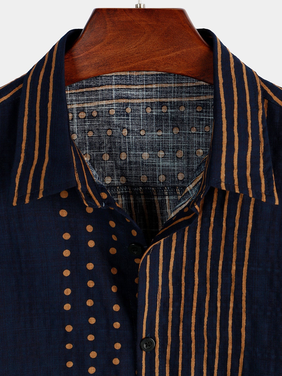 Men's Navy Blue Stripe Summer Short Sleeve Shirt