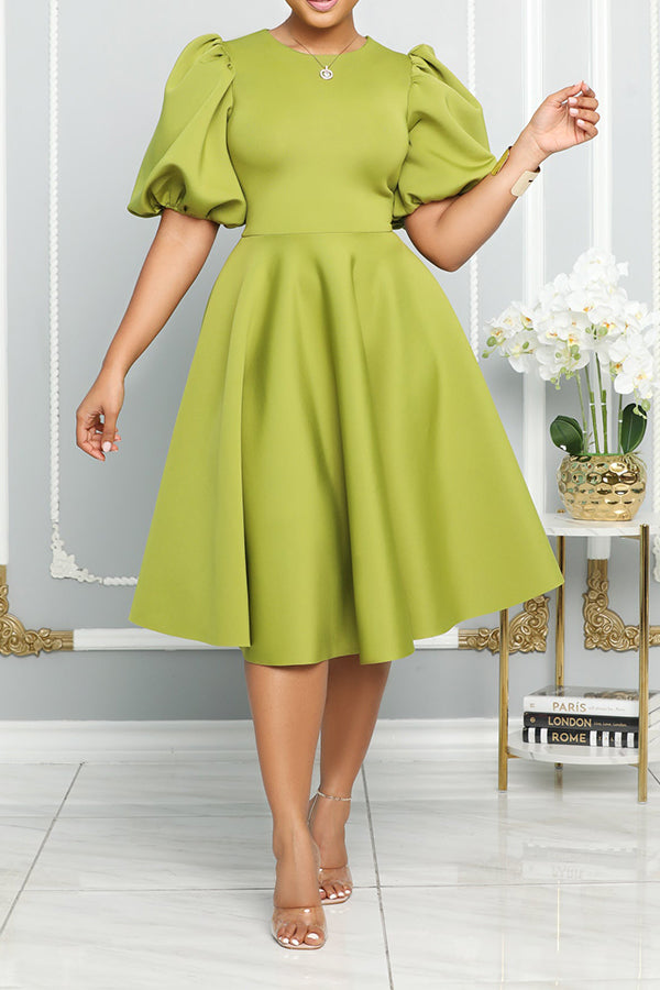 Bubble Sleeve A-line Swing Dress