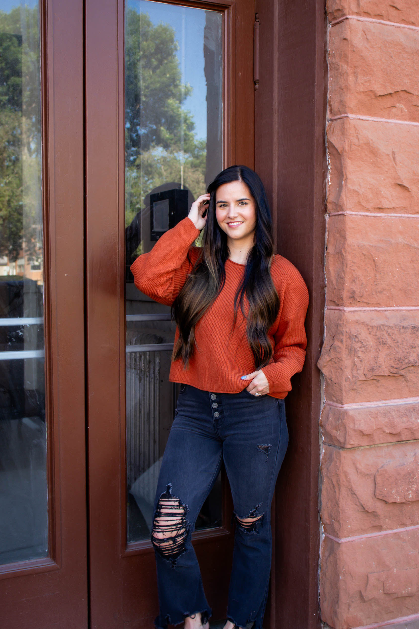 Maddie Long Sleeve Sweater | Burnt Orange
