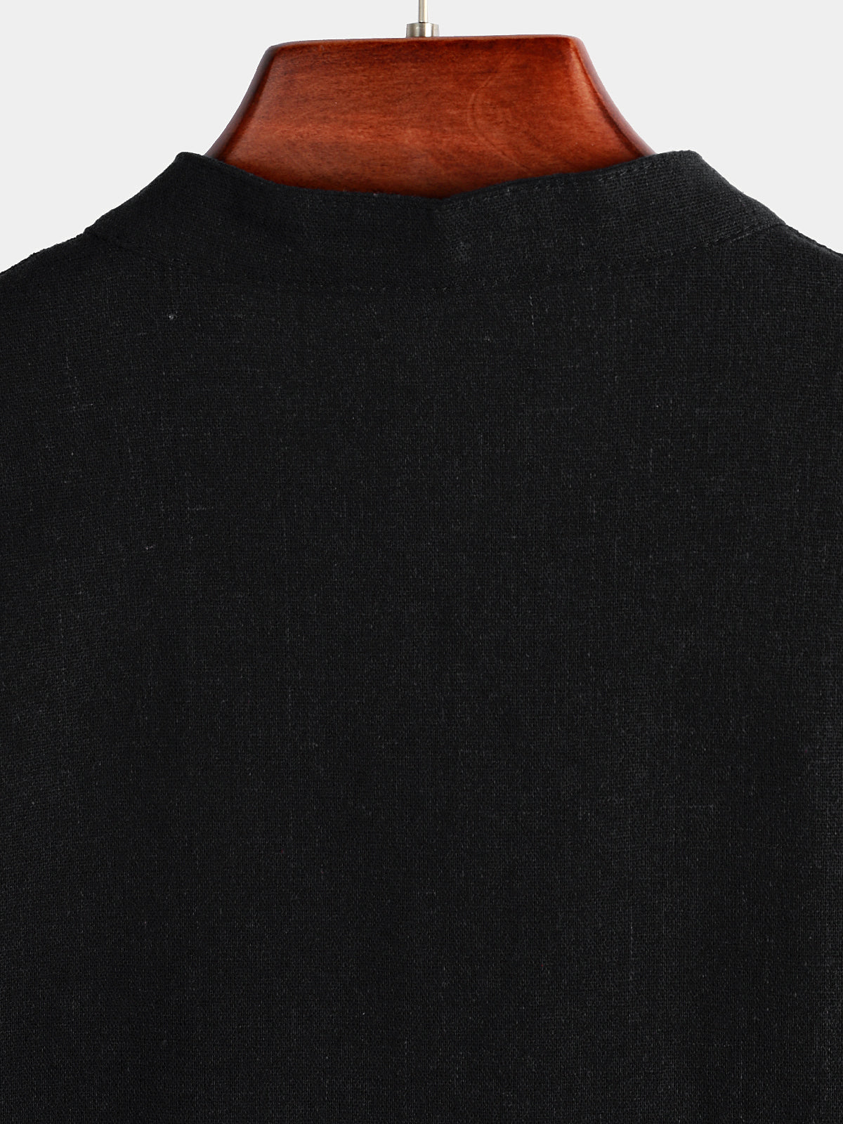 Men's Solid Color Stand Collar Half Button Pocket Front Shirt